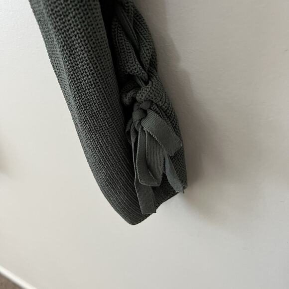 Wilfred Sweater Womens Large Green Knit Open Arm Ties Aritiza Crop - Picture 11 of 13